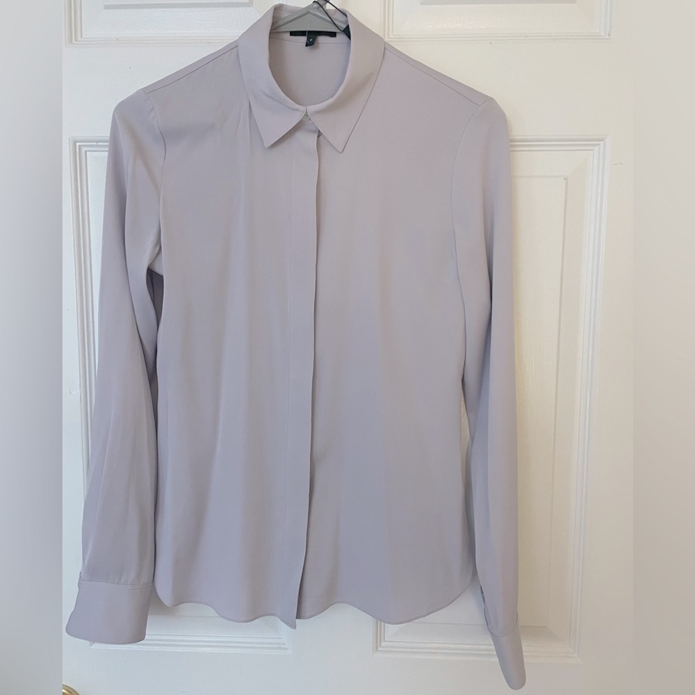 Theory classic fitted shirt sugar plum core st silk